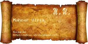 Mahrer Ulrik névjegykártya
